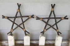 Primitive Twig Stick Stars Set of 2 - Handmade 8" x8"
