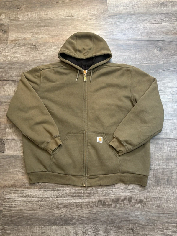 Y2K Carhartt Thermal Lined Full Zip Hoodie in green