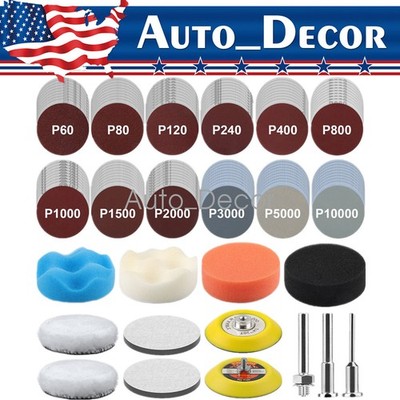133pcs 3 Inch Sanding Disc Kit, 60-10000 Grit Wet Dry Hook & Loop Sandpaper Pads