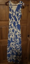 Jealous Tomato Blue White Floral Maxi Dress Sleeveless V Neck Size Small NWT