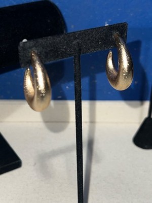 NWOT Textured Gold-tone Chunky Crescent Hoop Earrings