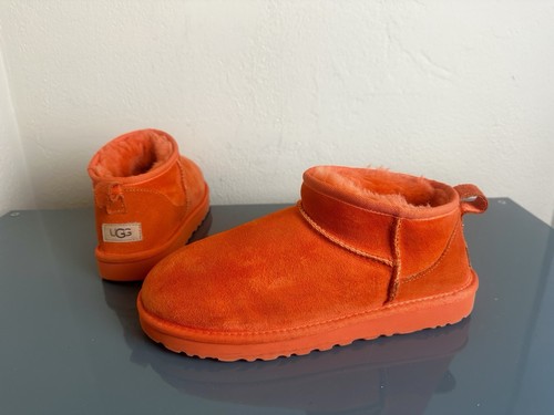 UGG CLASSIC ULTRA MINI WOMEN BOOTS SUEDE - Orange Soda - US size 9.5 Ex Cond! - Picture 2 of 12