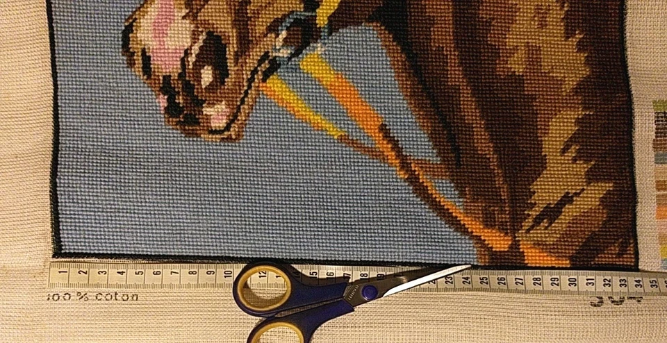 PFERDEKOPF, PFERD, Stickbild, Gobelin, 44x 34 cm, TOP! - Bild 3 von 4