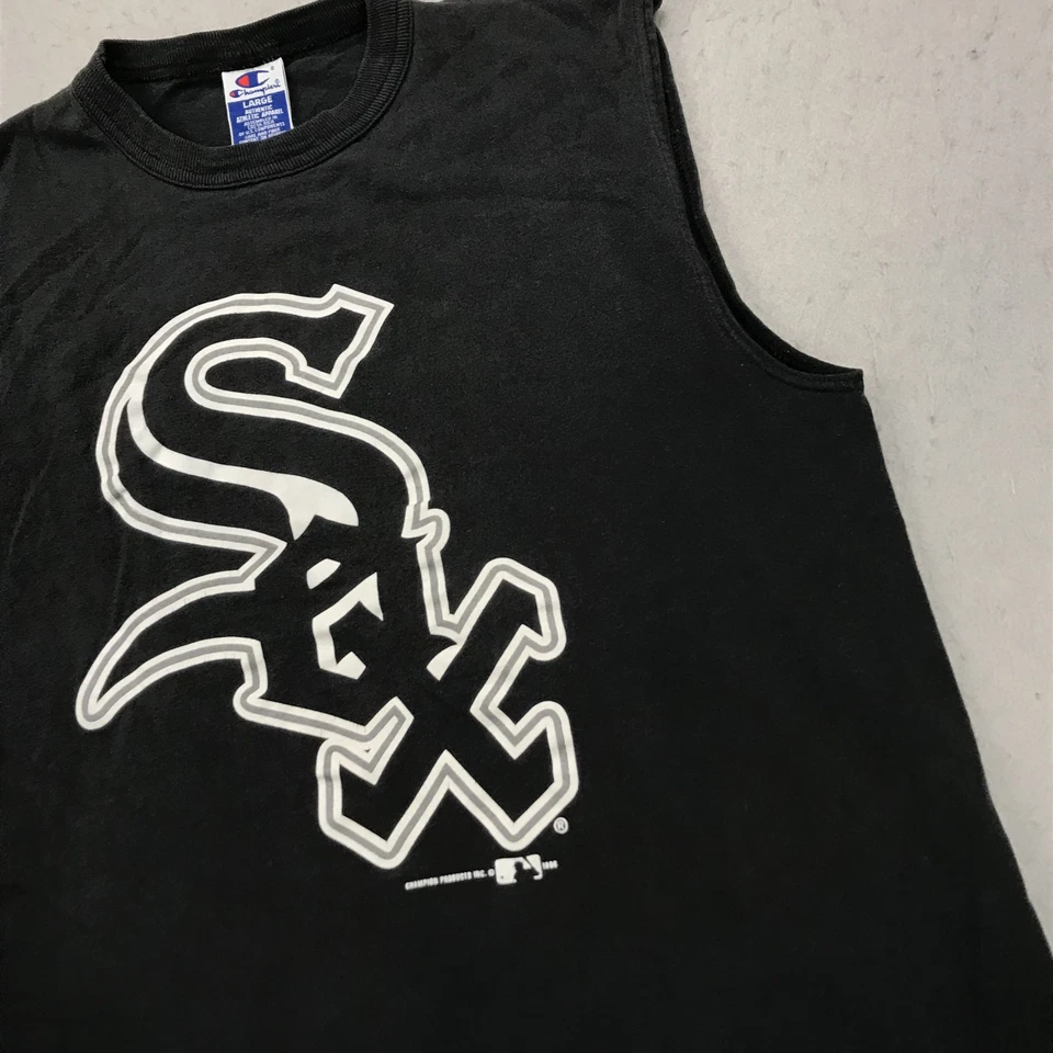 VINTAGE Chicago White Sox Shirt Mens Large Champion Sleeveless Tank Training 90s - Image 3 of 4