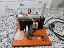 Jensen #70 steam engine vintage wood base with smokestack, funnel, whistle etc