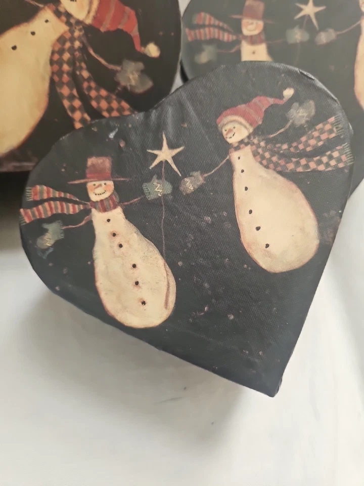 Bob's Boxes Lang Nesting Primitive Snowmen Set Of 5 Heart-shaped - Susan Winget - Image 4 of 4