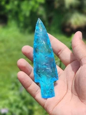 Aqua Obsidian Glass Arrowhead Handmade Knife Crystal Spear Point Size 4″–6″