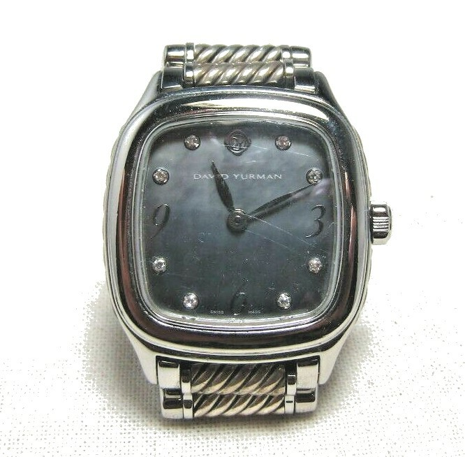 David Yurman Sterling Silver 25MM MOP Diamond Markers Watch  display picture 3