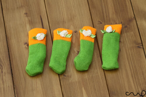 4 x chaussettes de chaise orange et vert meubles manches pieds housses de protection - Photo 1/3