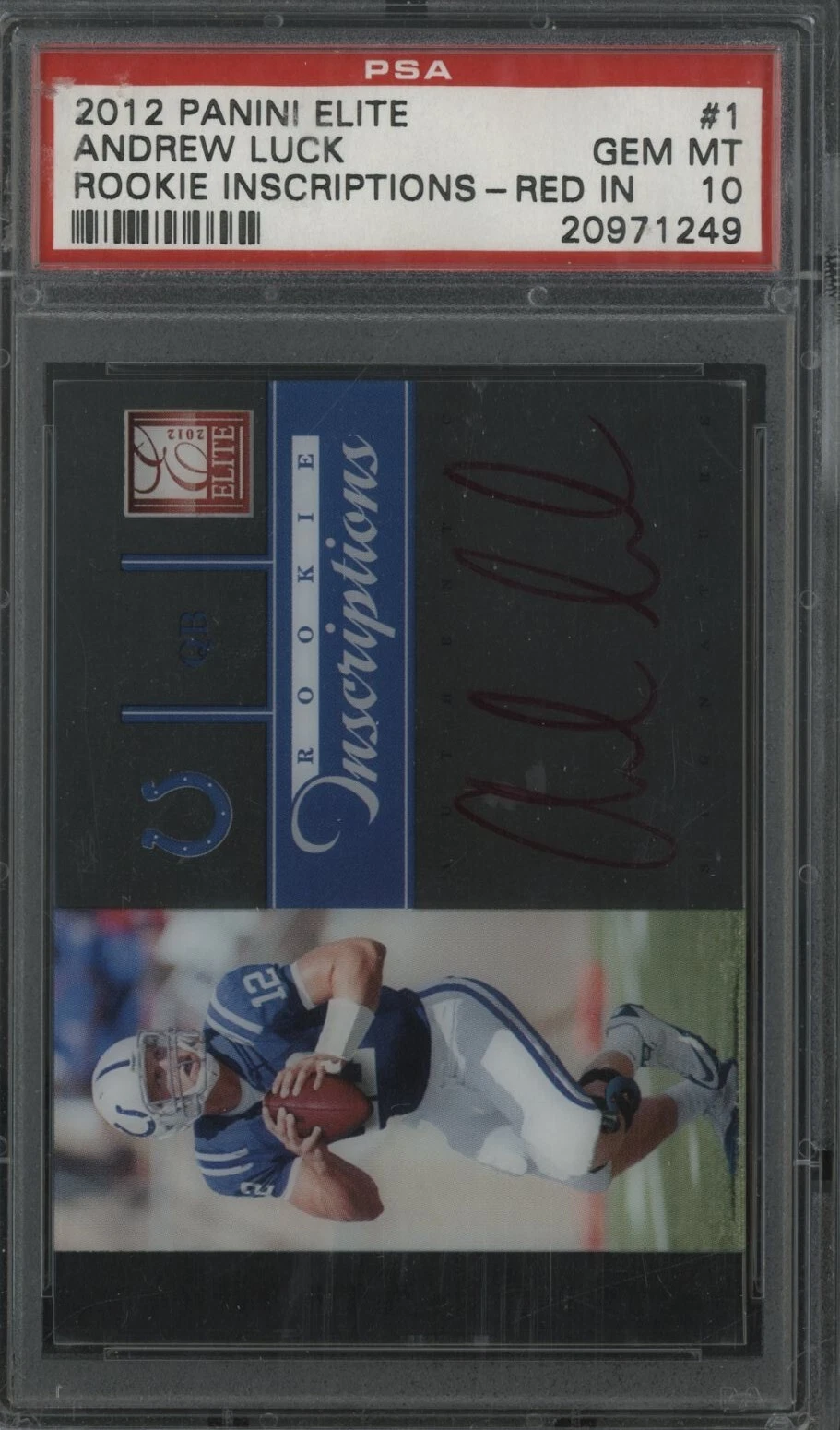 Andrew Luck Panini Elite Rookie Inscriptions #1 Red Ink