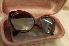 NEW MIU MIU SUNGLASSES MU 57TS HB5GR0 GOLD BLUE/ BURGUNDY AUTHENTIC 420