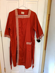 Vintage Pleetway Uniform Smock Dress diner hair salon with sash