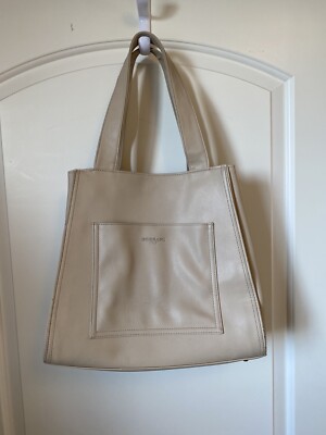 Borsani Italy Boho Cream Vegan Leather Shoulder Bag Purse Tote