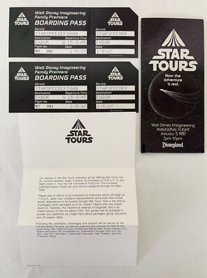 Vintage Disneyland STAR TOURS INAUGURAL FLIGHT 2 Boarding Passes Set Complete