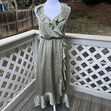 Show Me Your Mumu Samantha Ruffle Wrap Dress Moss Green Sz Medium No Belt Read