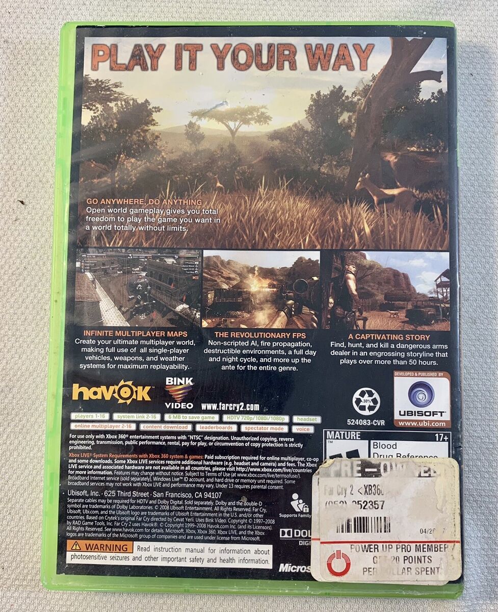 FARCRY 2 FAR CRY 2 XBOX 360 VIDEO GAME UBISOFT MICROSOFT OPEN WORLD GAMEPLAY