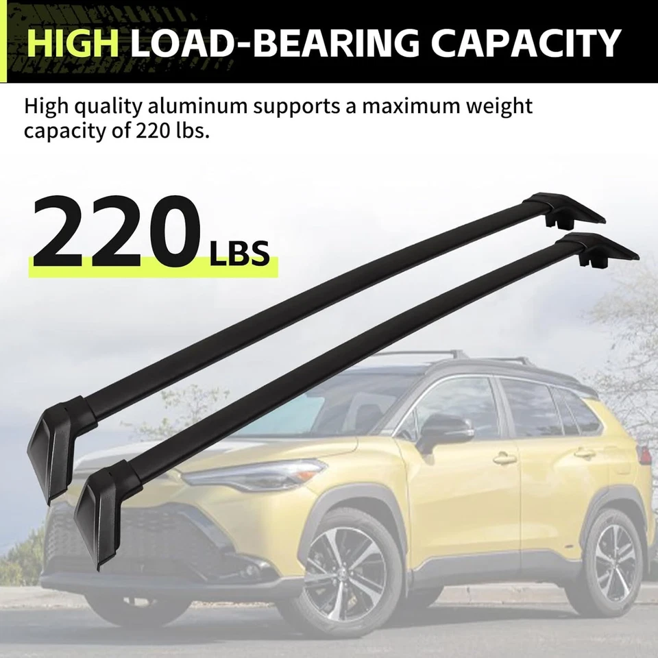 220 LBS Cross Bar Roof Rack for 2022-2024 Toyota Corolla Cross & Hybrid Black - Image 4 of 4