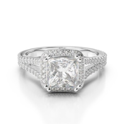 1.90 Ct Princess Cut Real Moissanite Engagement Wedding Ring 925 Sterling Silver