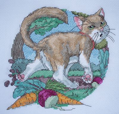 CL86 Gut gegrabene Katze gezählt Kreuzstichkarte von Vanessa Wells 