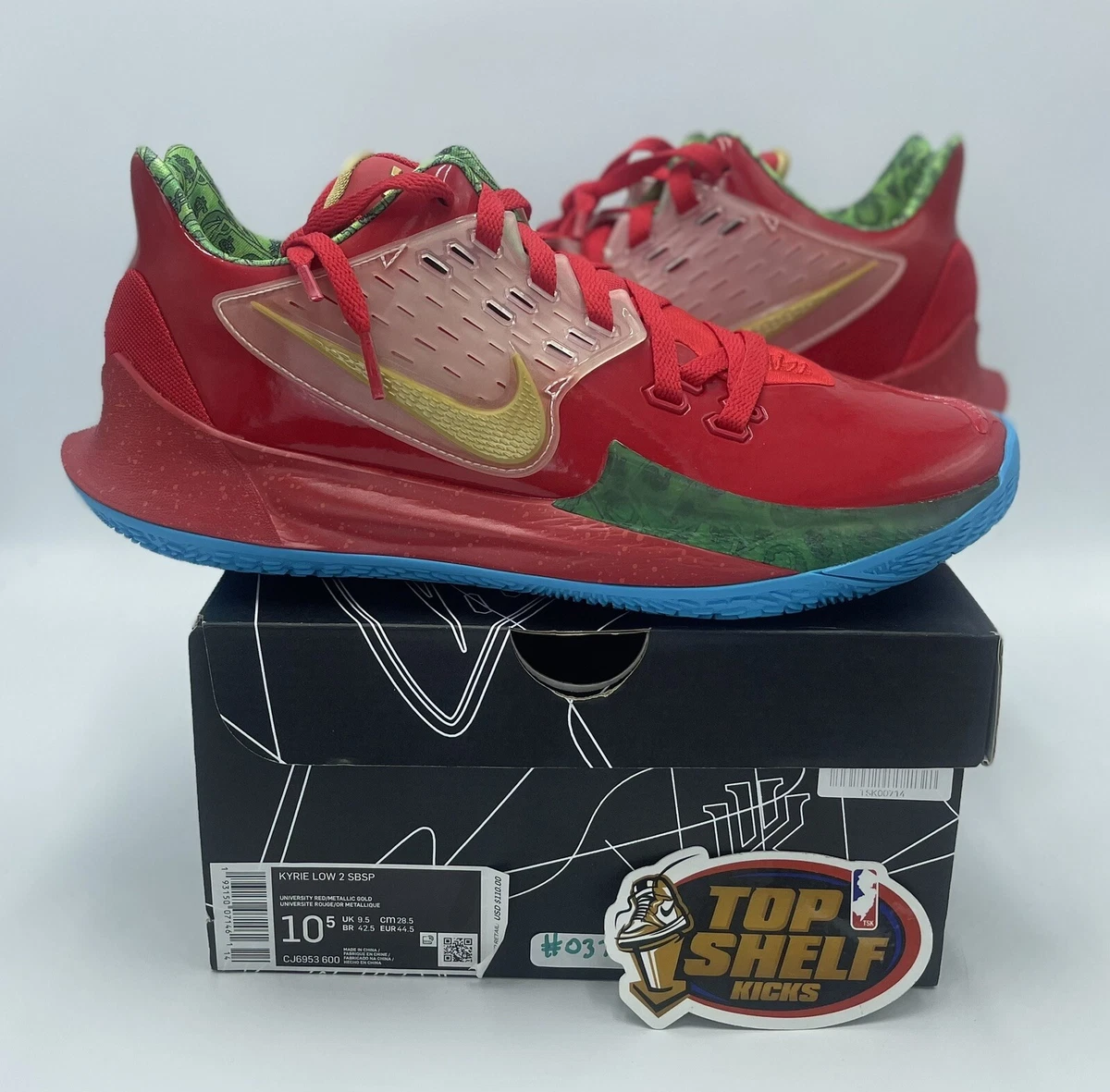 Brand New Nike Kyrie 2 Low SpongeBob SquarePants Mr. Krabs 2019 Size 10.5 Red