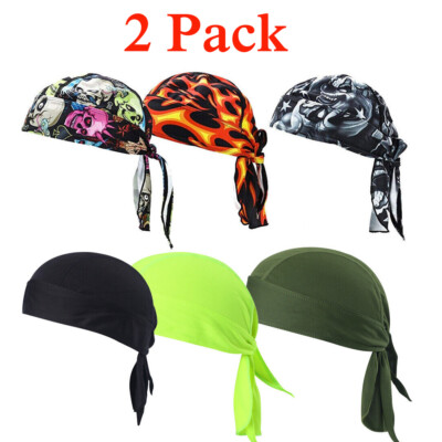 2 Pack Cooling Helmet Liner Do Dew Rag Skull Cap Beanie Bandana Head Wrap Hat US