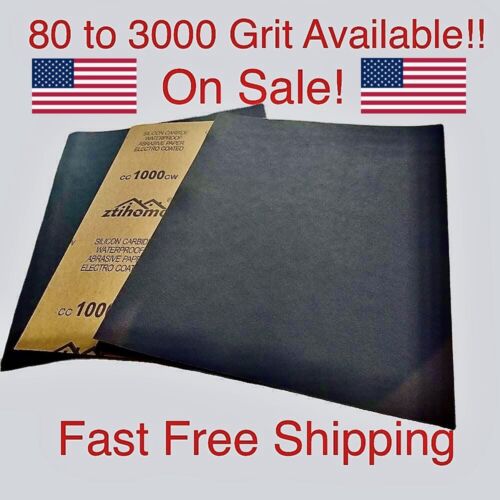 9x11'' Sandpaper Wet or Dry Silicone Carbide Sandpaper Sheets Grit 80-2000 - Picture 1 of 6