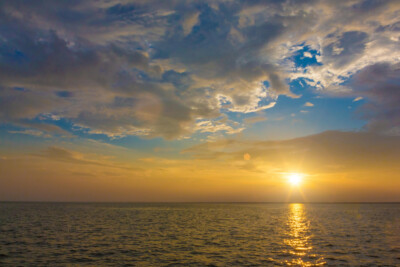 Colorful Sunset at Sea Photo Photograph Cool Wall Decor Art Print Poster 18x12
