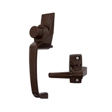 Push-Button Screen Door Handle with Inside Latch, Brown (2-Piece Set)