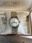 Vintage Seiko Unisex Watch Mechanical Silver Dial Leather 30mm