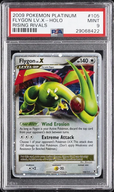 2009 POKEMON PLATINUM RISING RIVALS #105 FLYGON LV.X-HOLO PSA 9