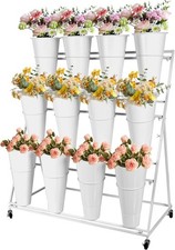 Flower Display Stand with Buckets Metal Flower Cart Display Stand for Home Patio