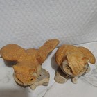 vintage brown & tan owl bird figurines / statues pair on base — photo 2
