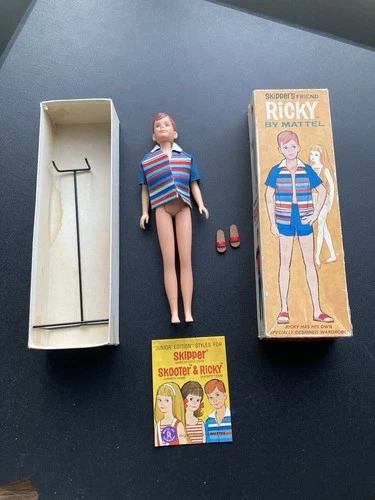 VHTF Vintage Barbie Ricky Mattel 1965 Pink Skin Doll w/box/accessories