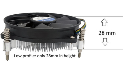 HIGH POWER Low Profile 28mm-Tall 1U Intel Xeon E-2400 Active CPU Cooler,95mm Fan