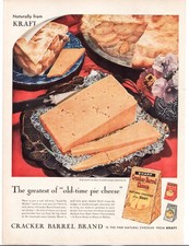 Kraft Cracker Barrel Cheddar 1958 Print Ad Pie Cheese 10 x 14