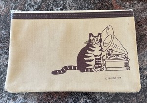 Vintage B Kliban Cat Pencil Case Zippered Pouch Feldco 1979 Feline Kitty Meow
