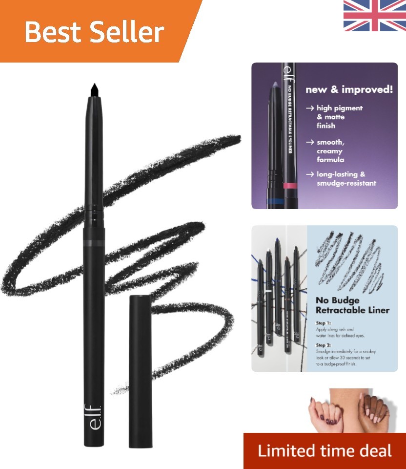 Black No Budge Retractable Eyeliner – Creamy, Waterproof, &  Formula