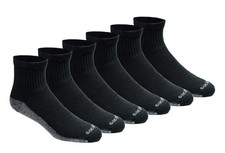 Dickies Men's Dri-Tech Moisture Control Quarter Socks 6, 12, 18 Pairs , Black 