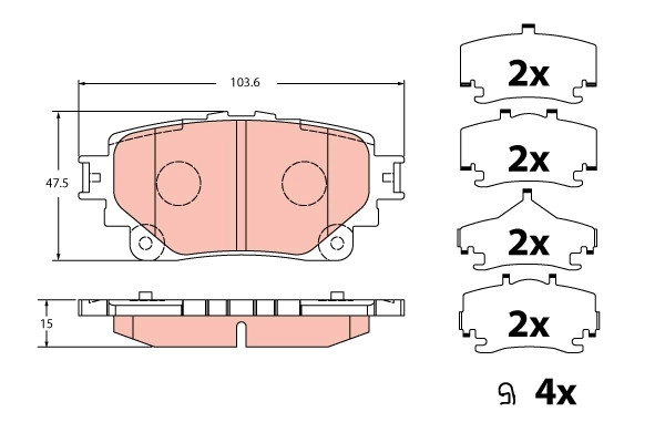Plaquettes de frein TRW GDB2343 à réduction de bruit et friction stable