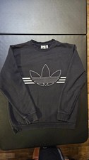 Adidas Originals Outline Crew Fleece Pullover Sweatshirt Mens L Loose Black