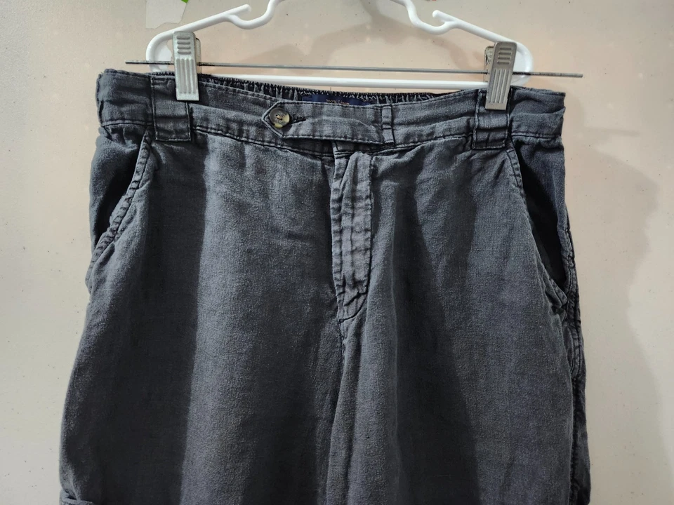 Pantalones Rachel Roy para mujer M negros cargo rectos cónicos 100 % lino utilitarios City Fade Foto 4 de 4