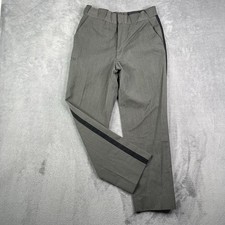 Vintage 60s Trousers Mens 30x30 TALON ZIP Gray Wool Stripe Uniform Permaprest