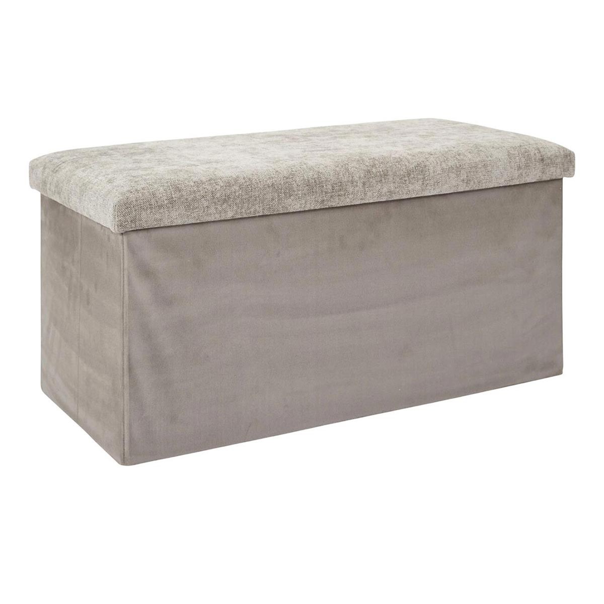 Banc coffre de rangement Emilia taupe de 76 cm pour salon et entrée