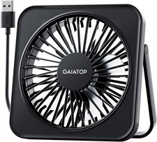 Gaiatop USB Desk Fan, 5 Inch Small Portable Table Desktop Fans with Black