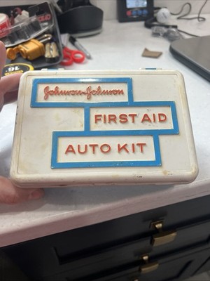 Vintage Johnson & Johnson First Aid Travel Kit with Manual & Original Contents