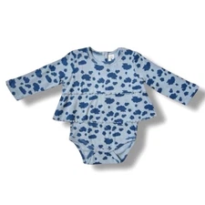 Kate Quinn Tiered Bodysuit 18-24M Dusty Blue Organic Cotton Cloud Scatter Print