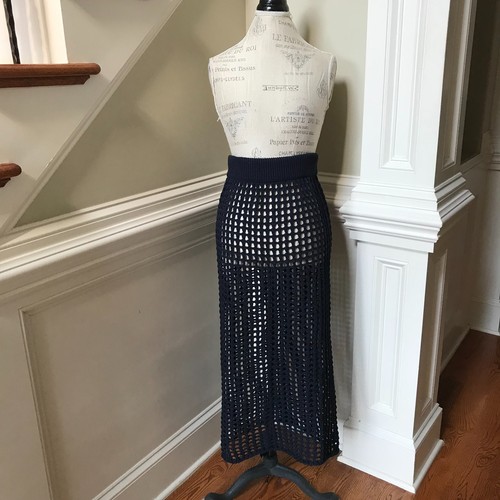 G Label by Goop Open Weave Crochet Midi Skirt Damen Medium Navy Blau Baumwolle - Bild 2 von 12