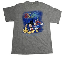 Vintage 2004 Disney Parks T-Shirt Mickey Mouse Donald Goofy Pluto Gray Adult L