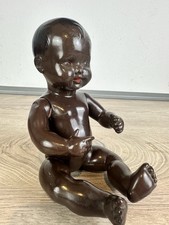 sehr alte antike  Schildkröt Puppe Strampelchen dunkelhäutig Zelluloid 25 cm