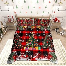 Merry Christmas Bedding Set King Size for Woman King 104"x90" Red Green